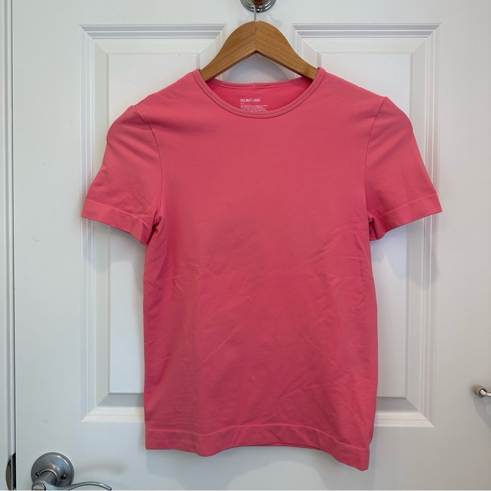 Helmut Lang Pink Stretchable Short Sleeves T-Shirt Size: Xs/S US2/4 Summer
